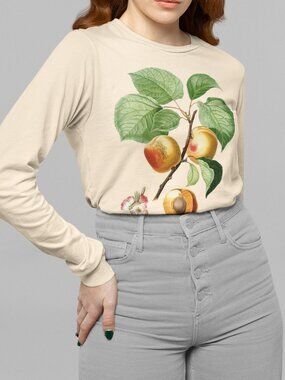 Apricot Vintage Floral Print Long Sleeve Graphic Tee T-shirt S-XXL